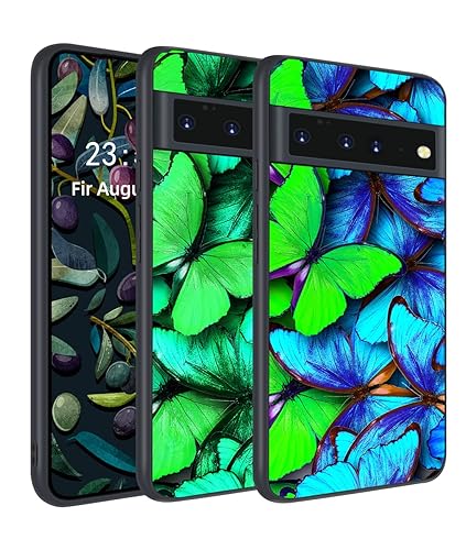 YOVIAKK Google Pixel 6 Pro Case, Slim Fit Glow in The Dark Luminous Hybrid Hard PC Soft TPU Bumper Shockproof Drop Protective Girls Women Men Phone Cover for Google Pixel 6 Pro 6.71",Butterfly