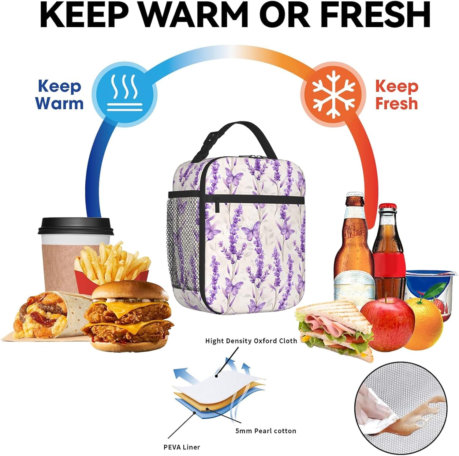 Reusable Just a Girl Who Loves Books Lunch Box for Kids Girls Women Adult, Insulated Book Reader Lover Lunch Bag,Polyester Cooler Handbags Case for School Picnic Work Travel Beach or Hiking - Image 7