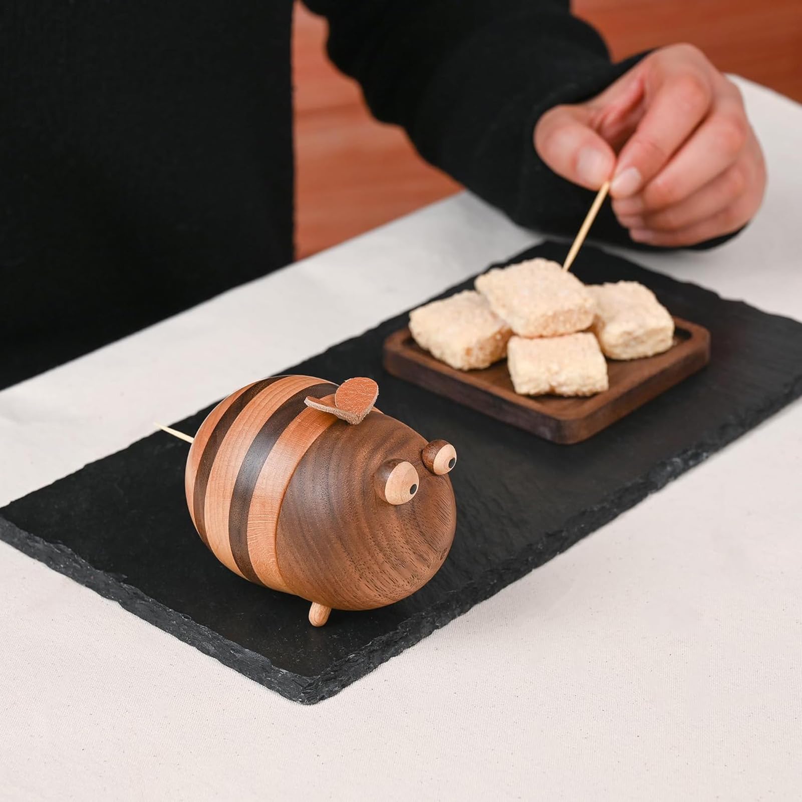 Generisch Dekorative Zahnstocherbox - -Zahnstocherspender | Zahnstocherbox Mit Bienenmotiv | -Zahnstocherhalter-Spender, Für Zahnstocher, Schreibtischdeko Aus Holz