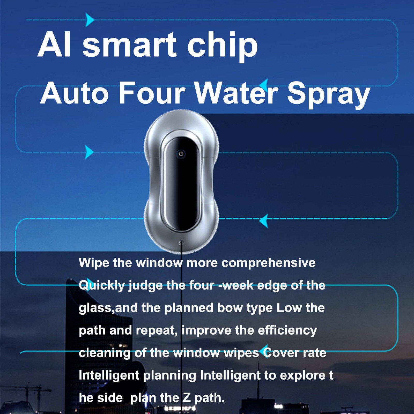 Robot do czyszczenia okien - podwójny spray - automatyczny inteligentny odkurzacz do szkła 2800pa - ic s narzędzia do wewnątrz/na zewnątrz wysokich budynków - W/10 ścierek, biały