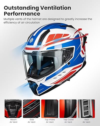 Miniatura 4 de ILM Cascos de cara completa para motocicleta DOT ECE para hombres y mujeres con doble visera pinlock inserto Street Racing casco Cascos para Motos