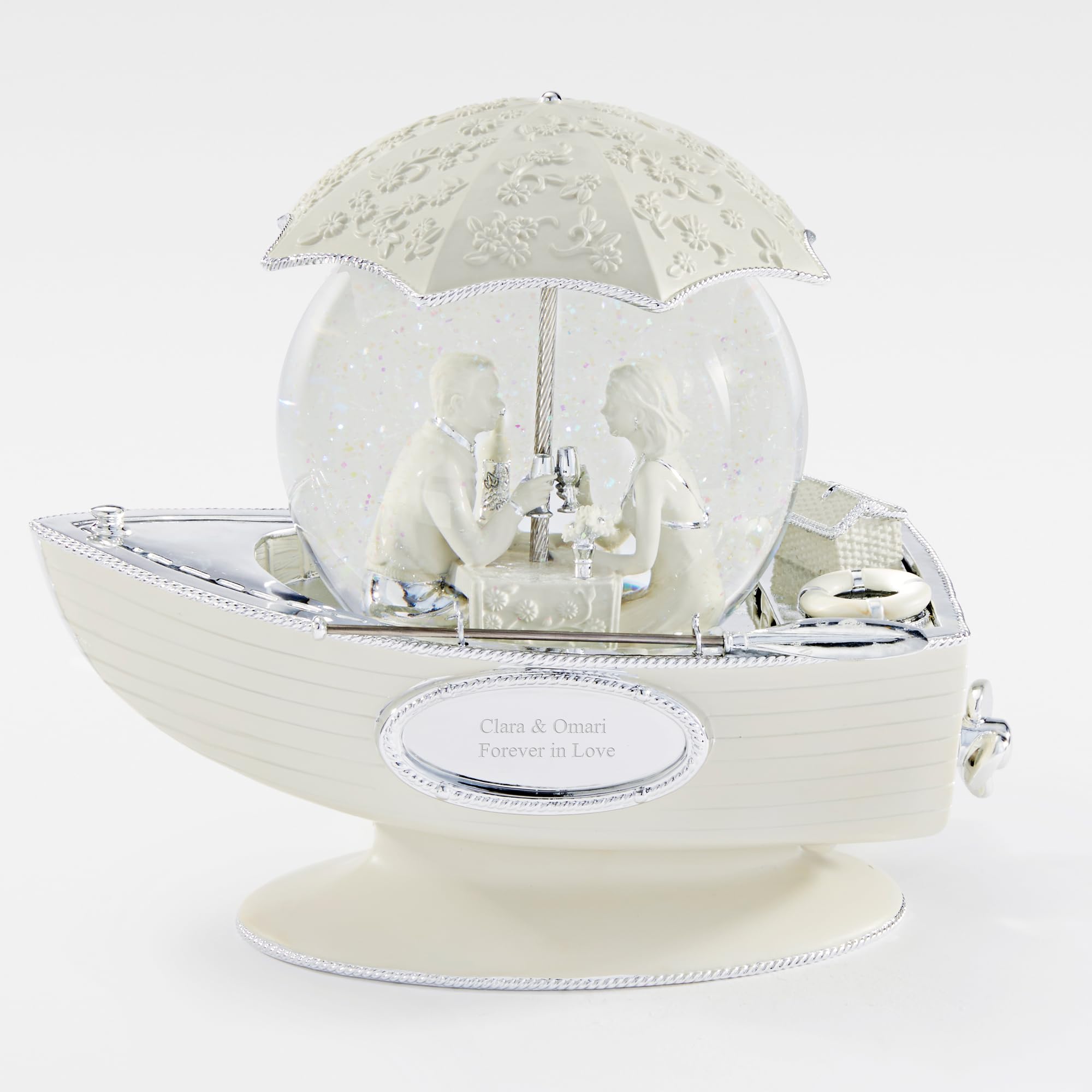 Things Remembered Engraved Together Forever Love Boat Musical Snow Globe (Free Customization) - Plays What a Wonderful World Music