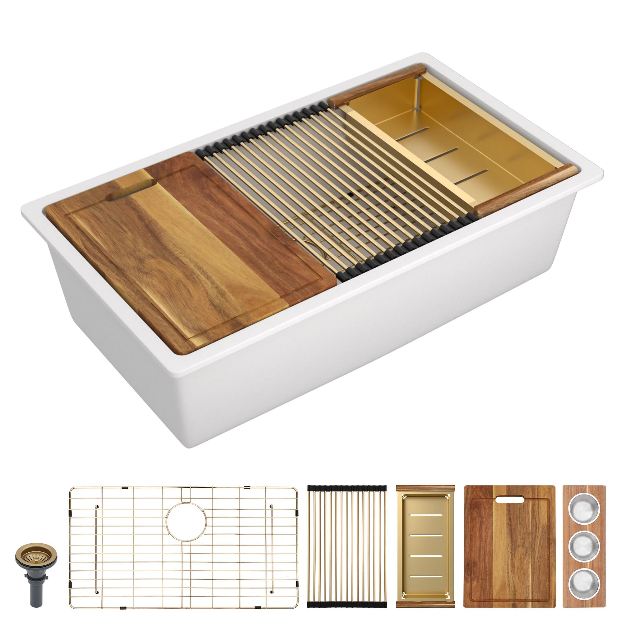 Photo 1 of Fulorni 33" Undermount Granite Composite Kitchen Sink - Gold White
