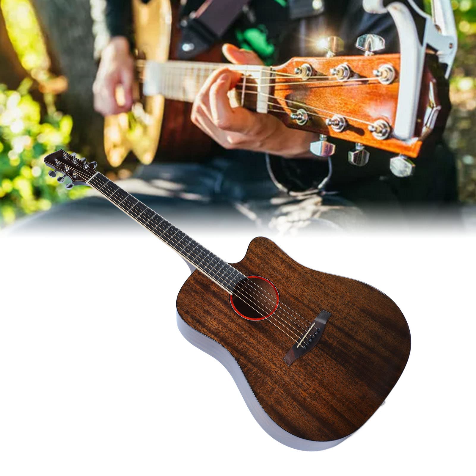 Chitarra Acustica, Abete Rosso e Chitarra Folk da Viaggio in Mogano (Colore retrò)