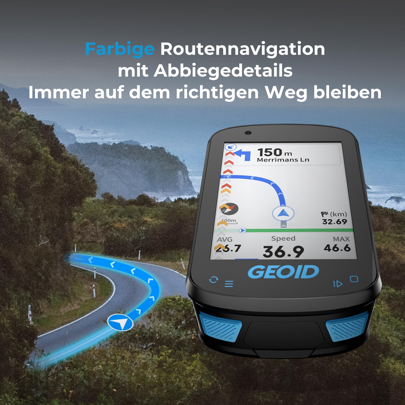 GEOID CC600 GPS Fahrradcomputer, 2,4-Zoll-Farbbildschirm, Kabellos Wasserdicht Fahrrad Tacho, Streckennavigation, Benutzerdefinierte Daten, Mehrere Sprachen, WiFi&Bluetooth&ANT+