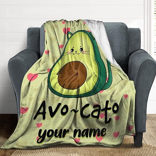 Miniatura 69 de Manta de aguacate personalizada con nombre, 40 x 30 pulgadas, bonita manta para niños, niñas, niños, mantas de felpa suave verde para regazo y silla