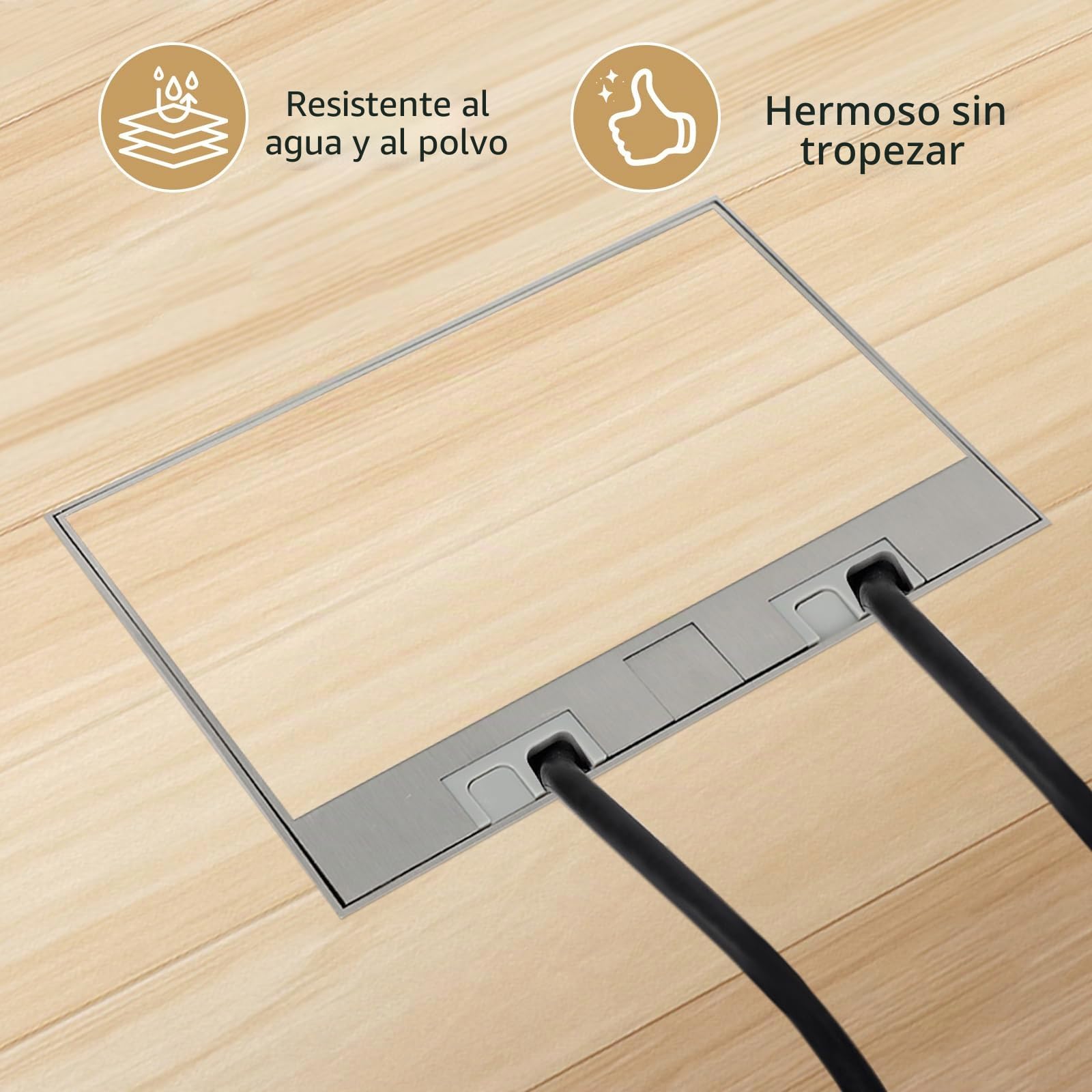 Caja de suelo empotrada, enchufe empotrado de acero inoxidable, impermeable, con 3 AC + 2 RJ45, para cocina, salón, oficina, caja de suelo retráctil (3 AC)