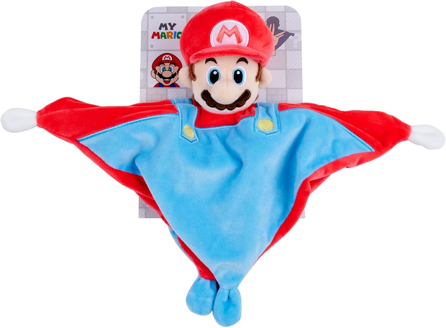 My Mario Baby Security Blanket with Rattle – 10x10 Inch Plush DouDou Snuggle Cloth with Soft Mario Head