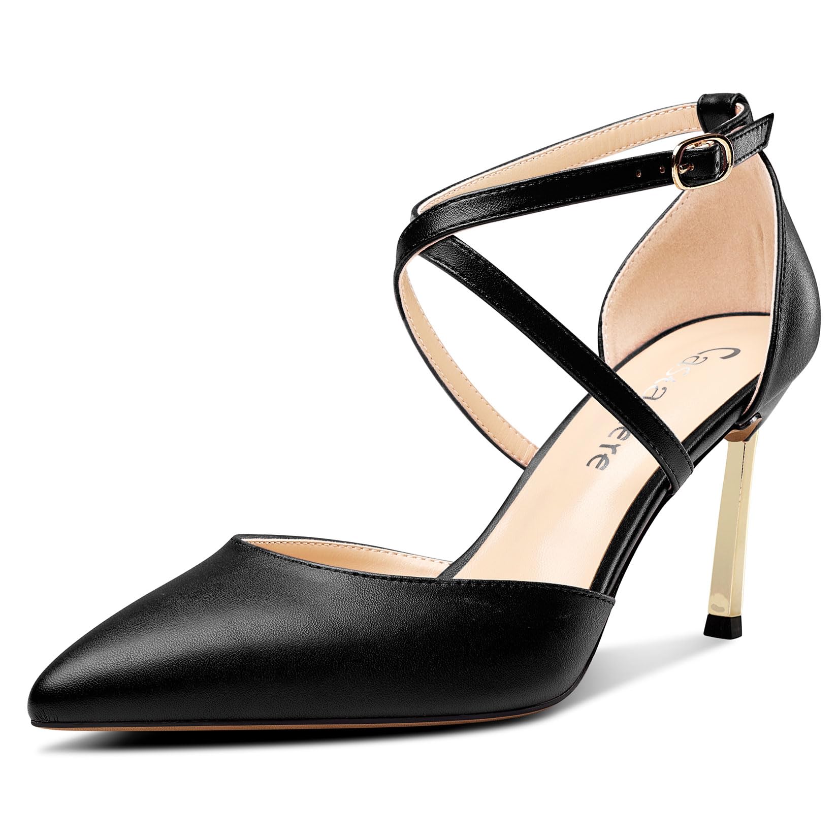 Castamere Femmes Haut High Talon Heel Pointu Bout Escarpins Lanières Cheville Lanières Croisées Mariage Dress 8.5 CM Heels