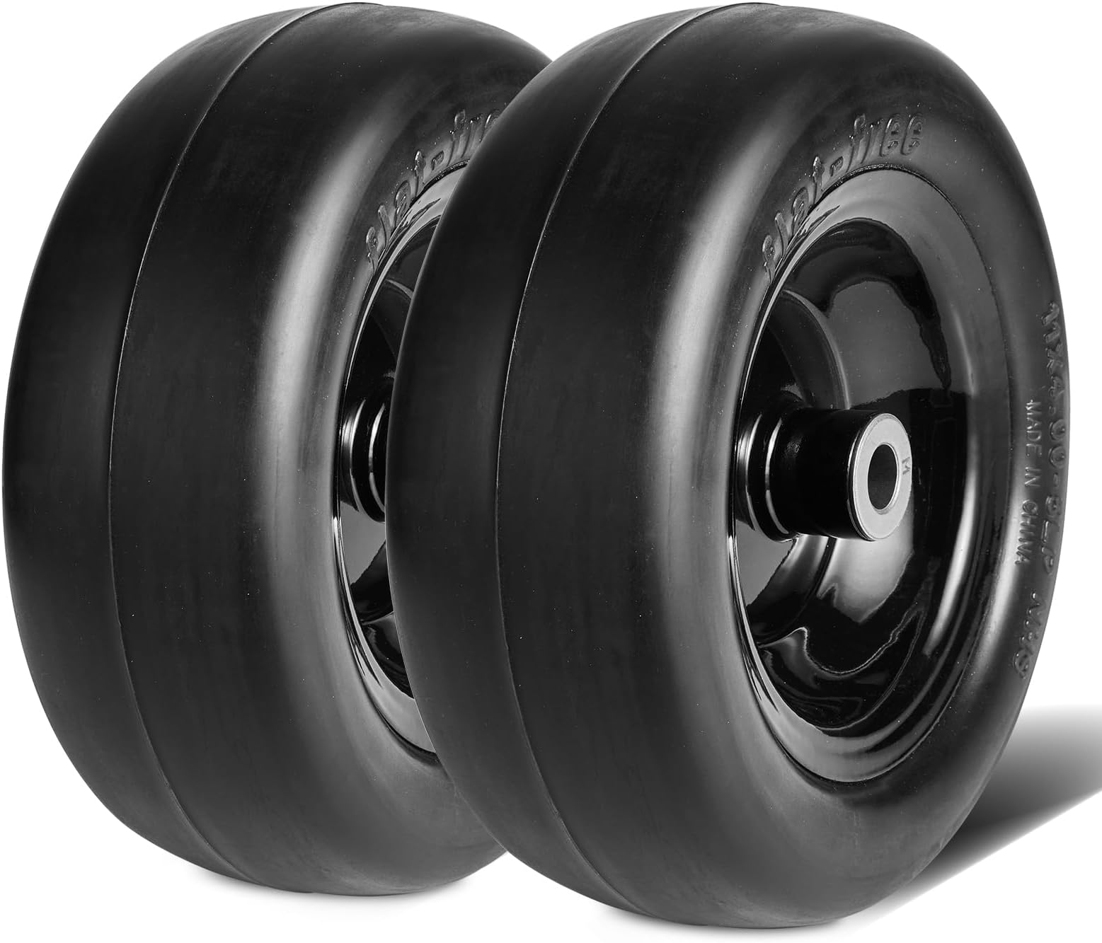 VEVOR Lawn Mower Tires with Rim, 11x4-5" Tubeless Tractor Tires, 2-Pack Tire and Wheel Assemby, Flat-free PU Tire, 3.4" Centered Hub, 3/4" Bushing Size, 20 PCS Adapters for Riding Mowers Lawn Tractors
