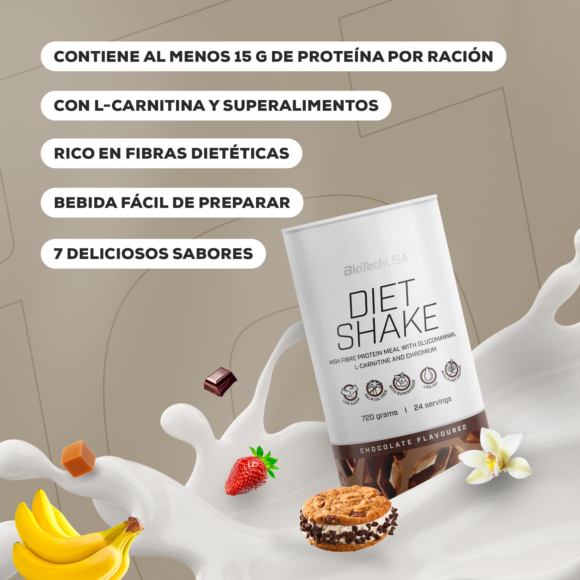 BioTechUSA Diet Shake | Bebida en polvo de proteína de suero rica en fibra