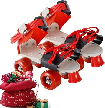 Roller Skates for Kids - Adjustable Double Row Roller Skates, Size LED Light Wheels | Four Wheel Quad Roller Skates for Indoor and Outdoor Skates, Leisure Activities, Beginners, Teenagers