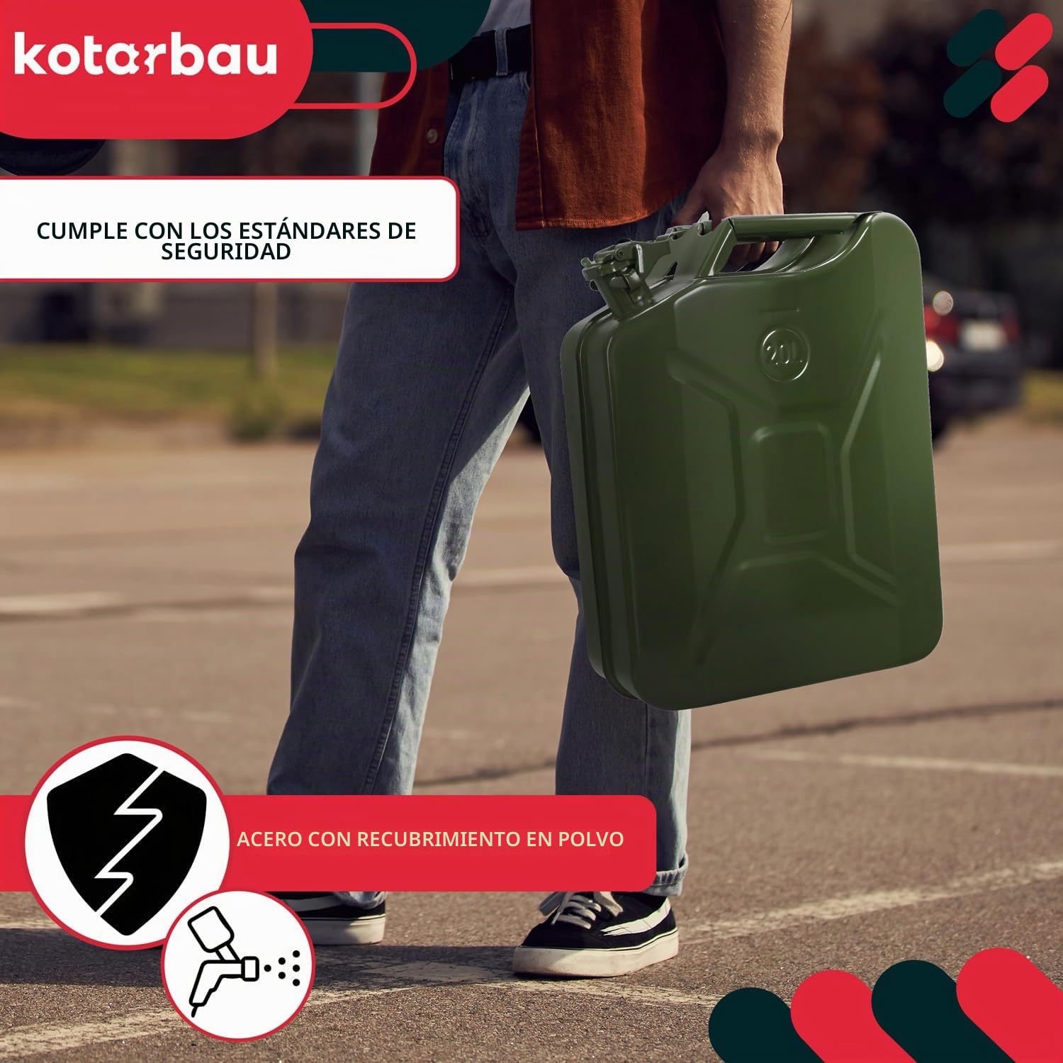 KOTARBAU® Bidón de Metal de Gasolina de 20 litros para combustibles, Gasolina y Almacenamiento de líquidos