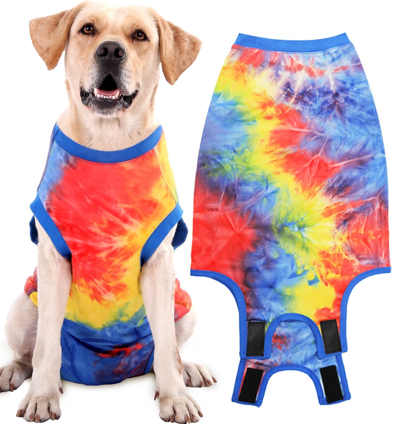Dog Surgery Recovery Suit, Surgical Recovery Suit for Dog Male Neuter, Female Spay Shirt, Cone Alternative Pet Surgical Onesie Post Surgery Bodysuit (Tie-dye Blue, Large)