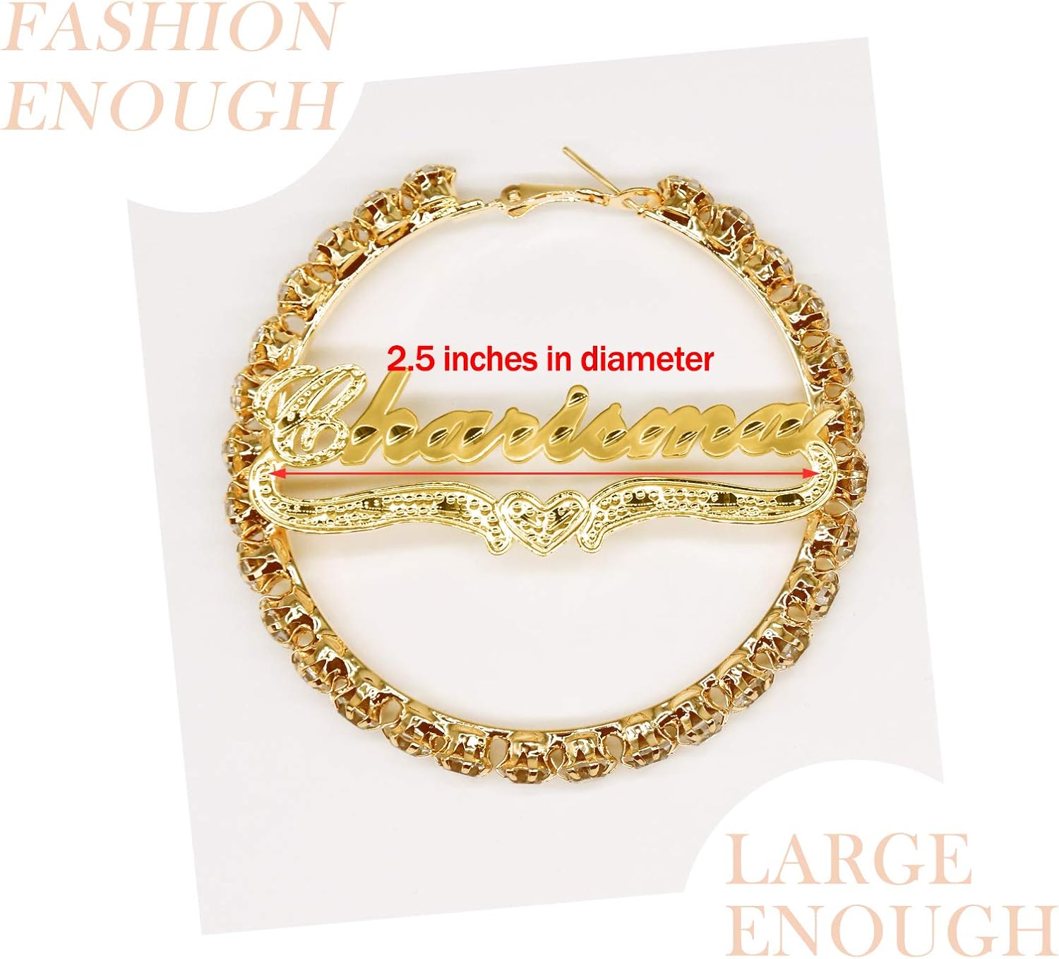 S925 Custom Large Loop Name Earrings Personalized Bamboo Hoop Earrings in Hollow Casting Name Eardrops for Women Birthday Christmas for Her 2.5 Inch