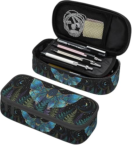 Miniatura 33 de Estuche grande para lápices con patrón de ranas coloridas y hoja de loto, estuche para lápices con compartimentos con cremallera para niños, Hoja