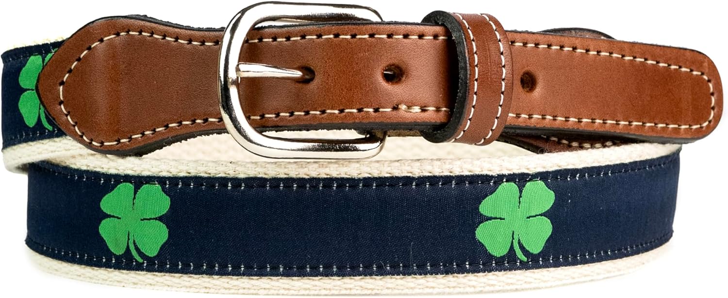 StadiumSpot St. Patrick's Day Holiday Cheer Web Leather Belt, Festive and Great for Gifts