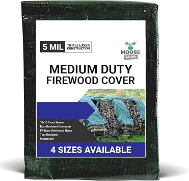Reversible Heavy Duty Poly Tarp for Wood Piles, Firewood Piles, Construction & Ground Covering - Tear & Water Resistant - 4 x 18 Foot Indoor/Outdoor Tarp, Green and Brown