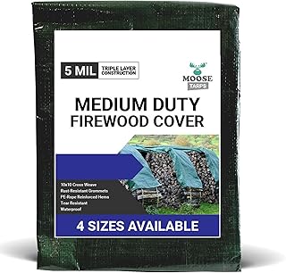 Reversible Heavy Duty Poly Tarp for Wood Piles, Firewood Piles, Construction & Ground Covering - Tear & Water Resistant - 4 x 18 Foot Indoor/Outdoor Tarp, Green and Brown