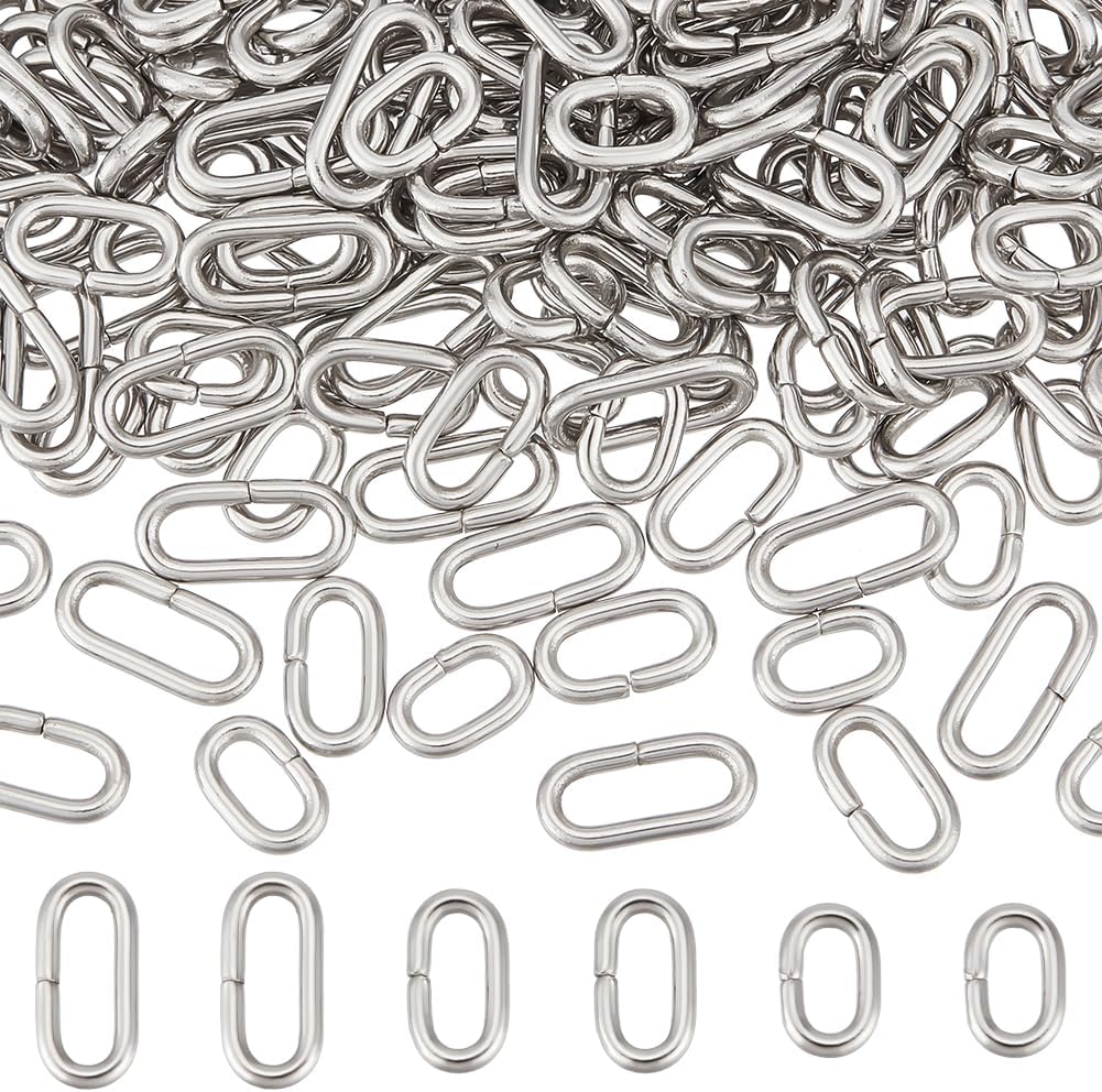 UNICRAFTALE About 240Pcs Oval Linking Connector 3 Sizes Stainless Steel Linking Rings Metal Closed but Unsoldered Oval Jump Ring Jewelry Keychain for Jewelry Making Accessories