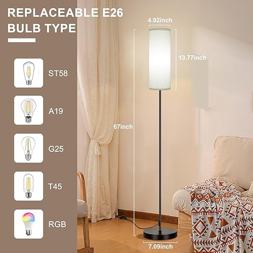 Miniatura 26 de FRIDEKO HOME Paquete de 2 lámparas de pie para sala de estar, colores regulables, temperatura y brillo, lámpara de pie moderna con control remoto,