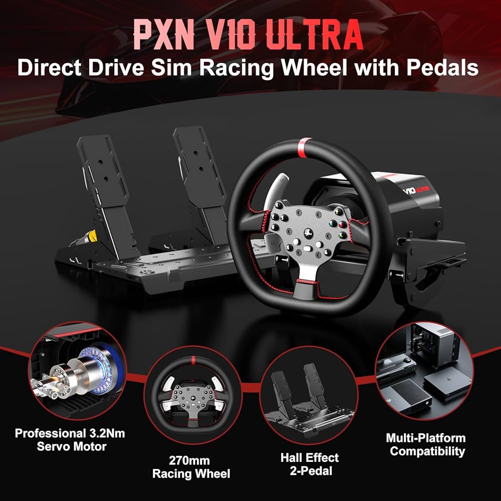 PXN Direct Drive Racing Wheel, V10 Ultra Gaming Steering