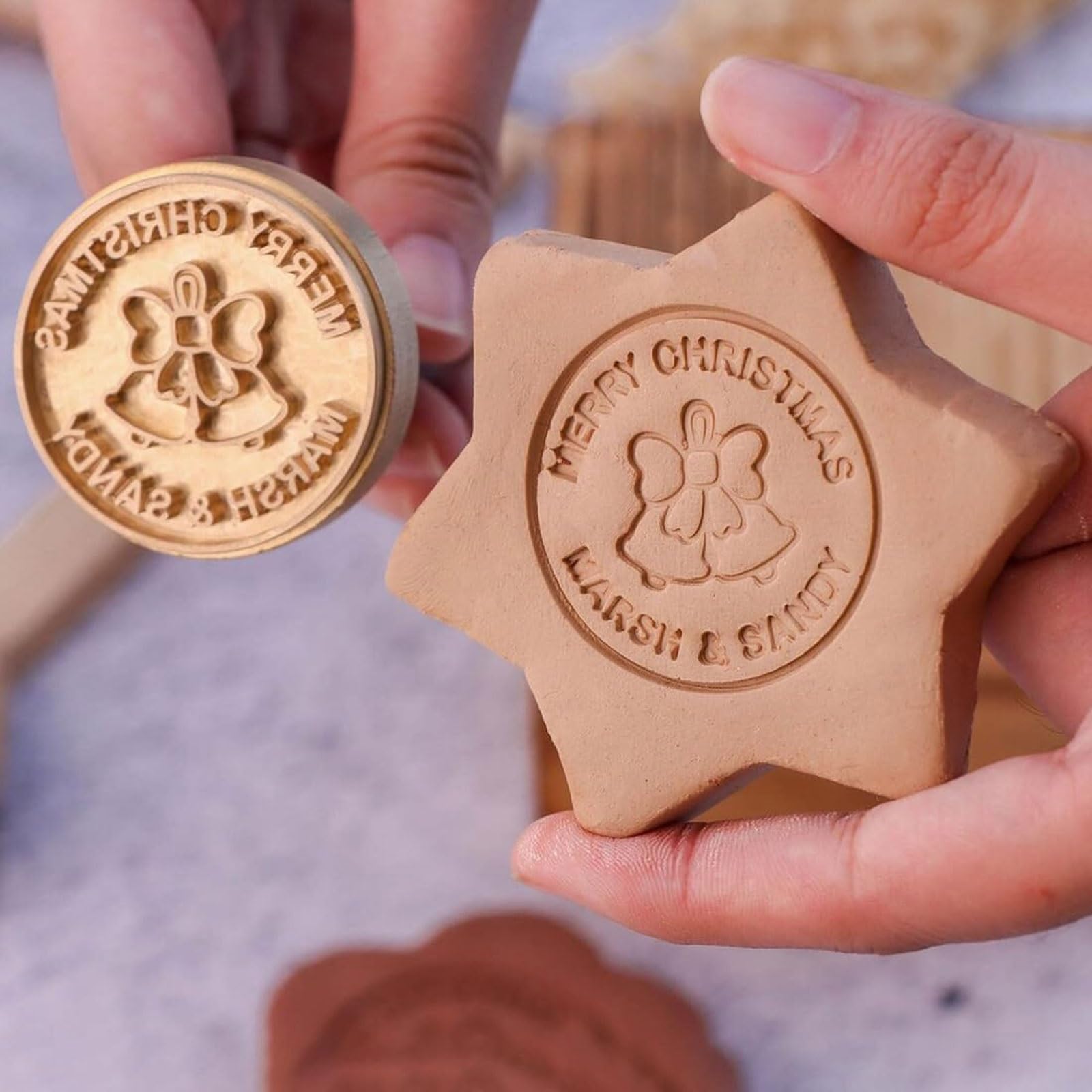 Personalisierter Keramikstempel mit Messingkopf-Tonsignatur for Töpferkekse und Seife Signaturstempel(2.5Inches)