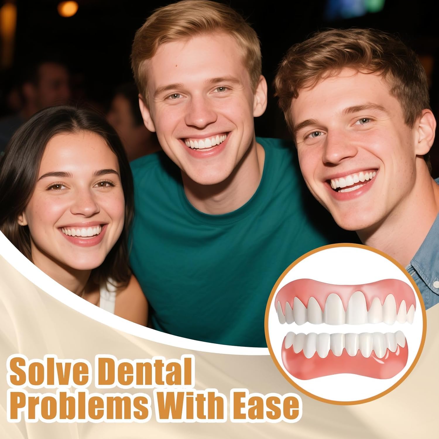 Moldable False Teeth, Dentures for Women and Men, Upper and Lower Silicone Denture Set, Fix your Smile in Minutes, 1PCS