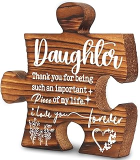 Daughter Thank You Appreciation Gift from Mom Dad, Wooden Puzzle Sign Desk Decor for Daughter, Birthday, Graduation, Christmas, Valentine’s Day Decorative Signs Plaques Y2C15