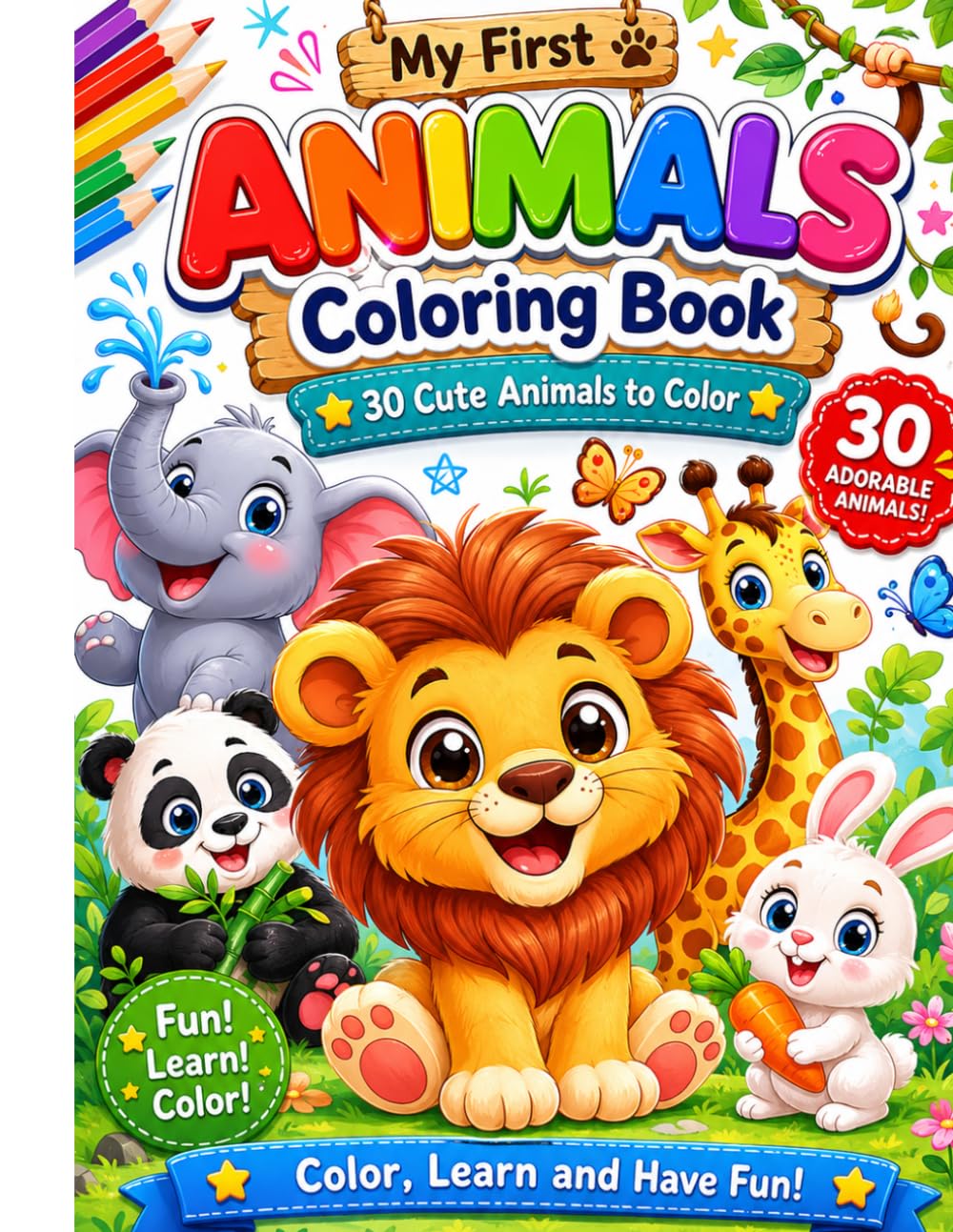 ANIMALS COLORING BOOK: super cute wild animals coloring book