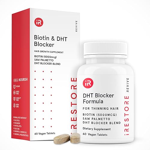 iRestore Suplemento 3 en 1 para el crecimiento del cabello con biotina, bloqueador DHT, palma de sierra y otros extractos para la pérdida de cabello