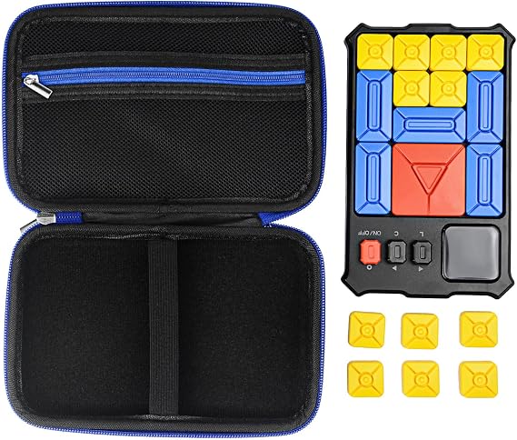 Hard Carrying Case Compatible with GiiKER Super Slide Puzzle Games, Original 500+ Challenges Brain Teaser Puzzle (Black+Blue Zipper)