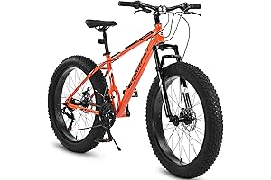 24 inch Fat Tire Mountain Bike, 0/21 Speed Men Women Bicycles, Steel Frame Front/Dual Suspension