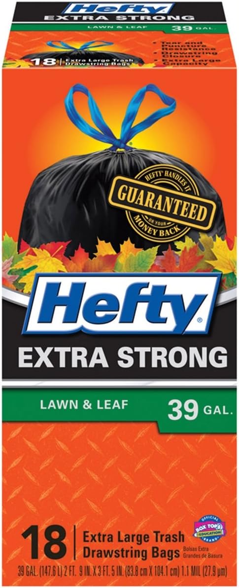 Cinch Lawn and Leaf Bags - Large Lawn Bags, Drawstring, 39 Gallon - 18 Count
