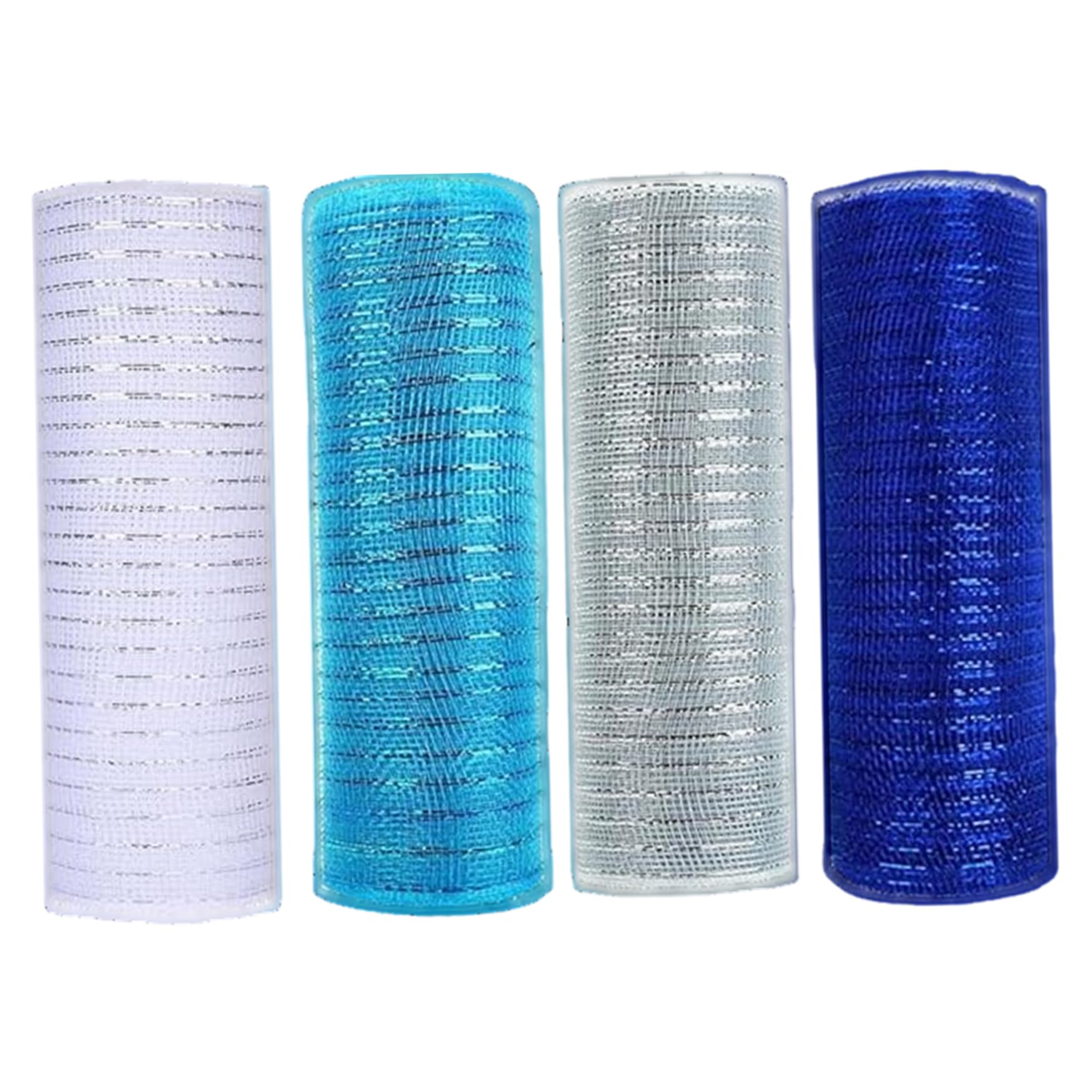 Malla decorativa navideña de 25 cm azul lago y plata para hacer coronas en bodas