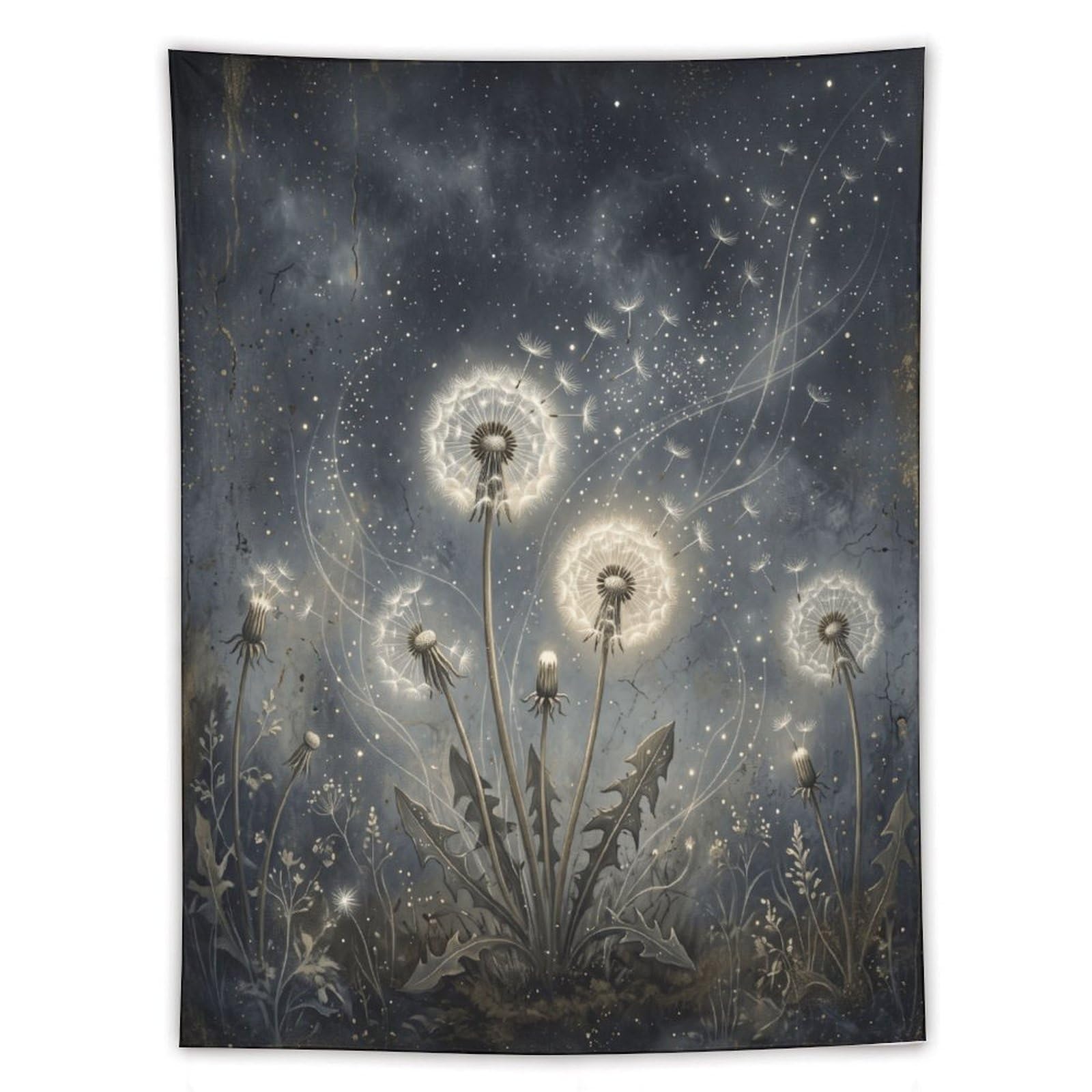 H3B8U2Y5 Dandelion Moon Wall Tapestry, Surrealist, Quiet Nature Study