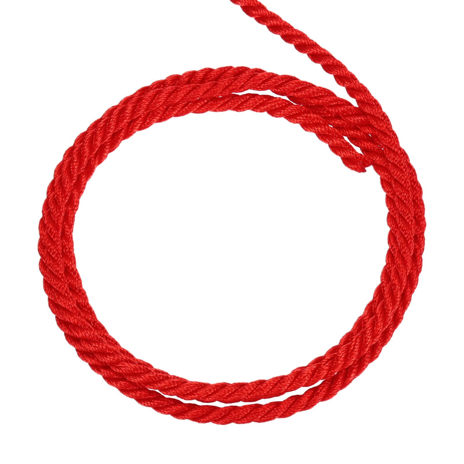 sourcing map Twisted Cord Trim, 11 Yard 4mm 3-Ply Twine Braided Rope Shiny Thread String for Craft Gift Bag Curtain Christmas Decor, Bright Red - 10m