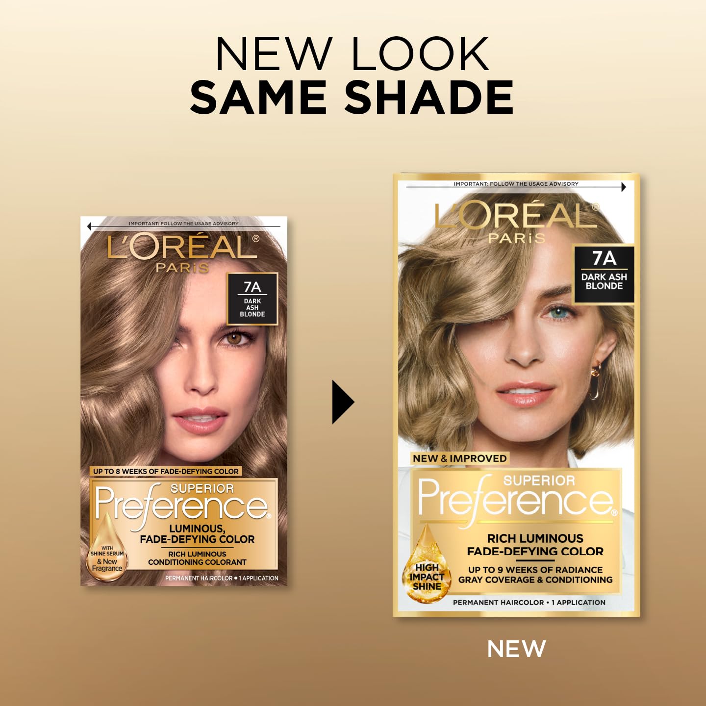 L'Oreal Paris Superior Preference Luminous Fade-Defying Permanent Hair Color, Hair Dye For Up to 9 Weeks of Radiance, Dark Ash Blonde 7A, 1 Hair Dye Kit (Pack of 12)