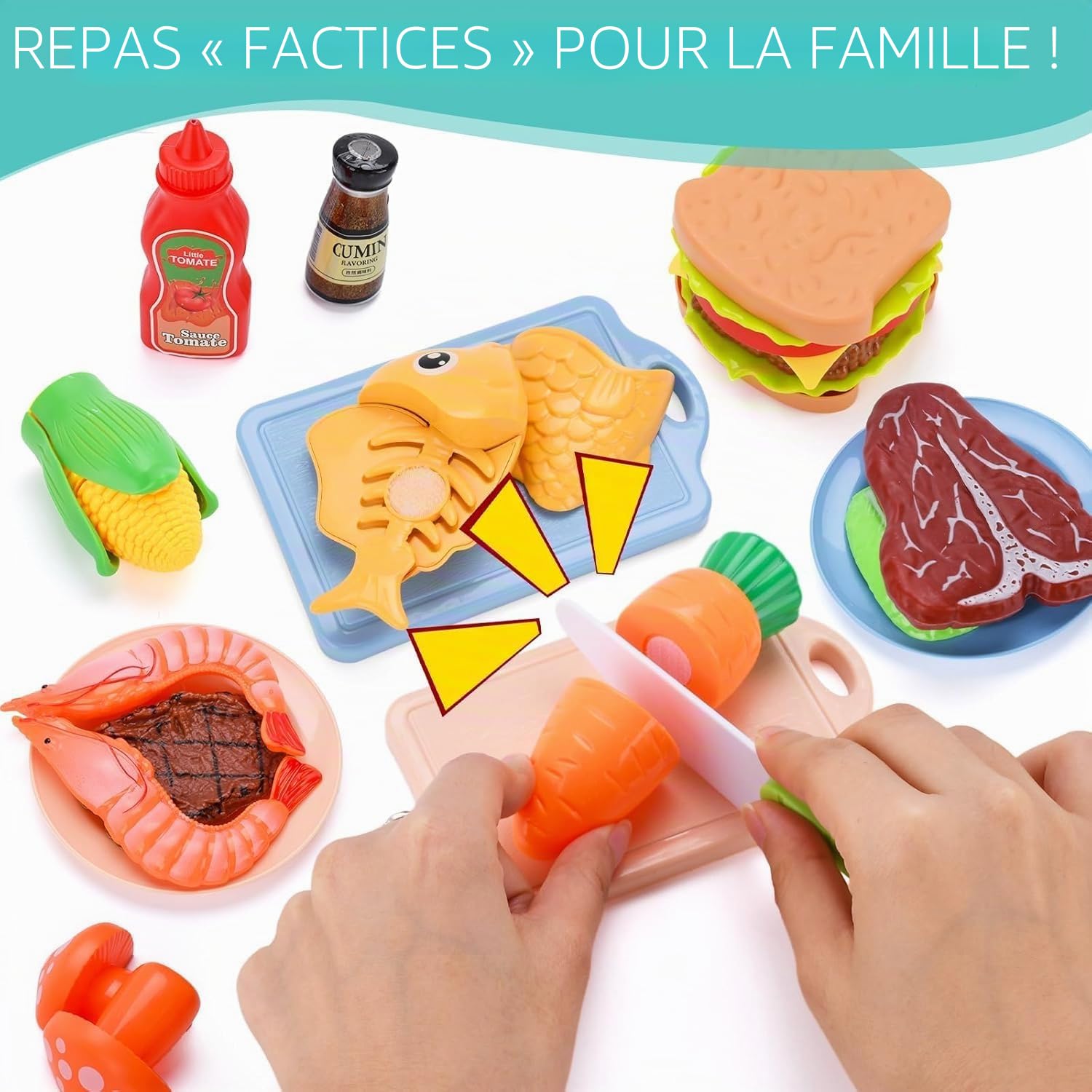Accessoire Cuisine Enfant,85pcs Dinette Enfant Ustensile Cuisine Enfants,Cuisines Enfants Ensemble,Jeu de Role de Chef Kit Cuisines avec Panier Pique Nique,Cadeau Fille Garcon 3 4 5 6 7 Ans