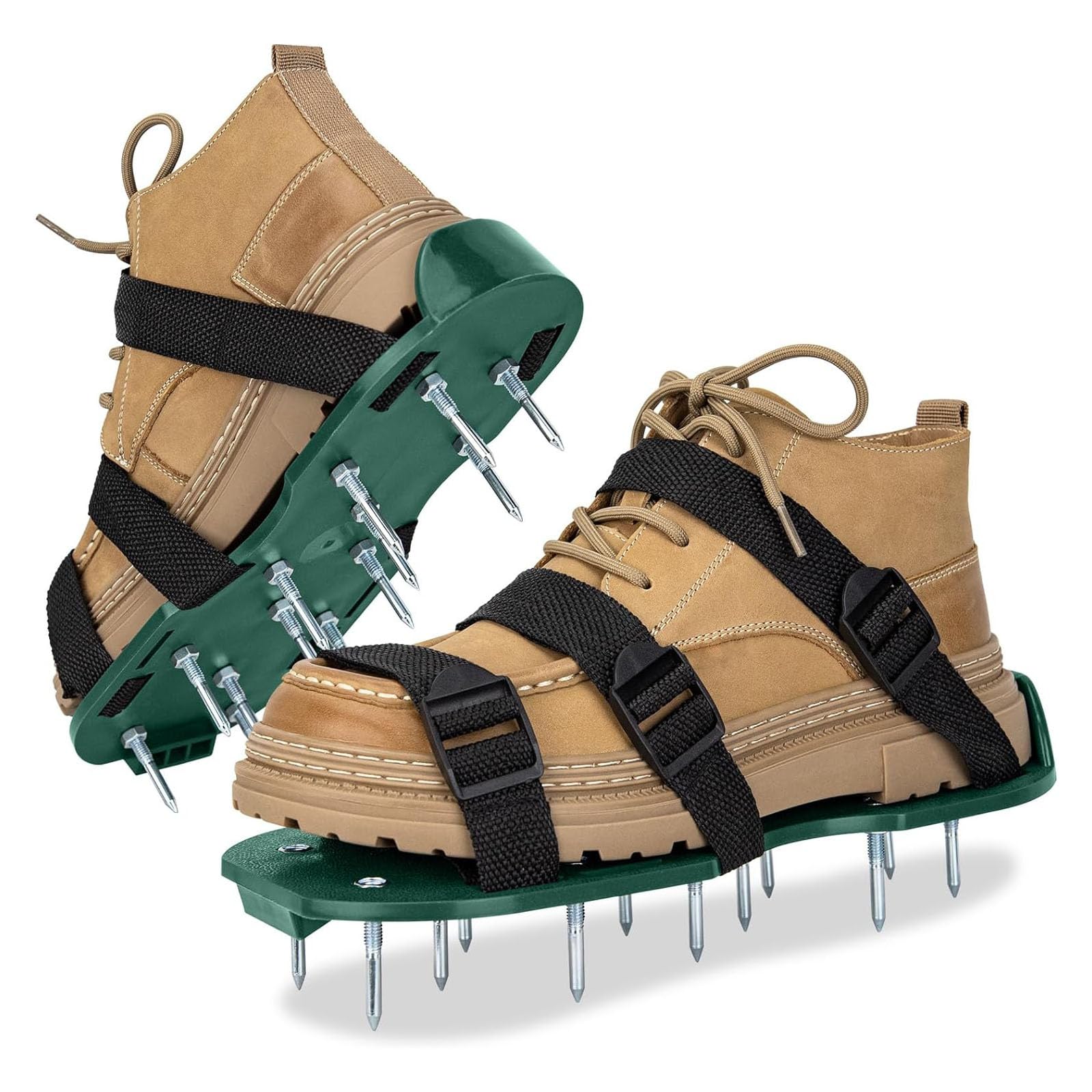 Chaussures d'aérateur de gazon flexibles avec tiges solides pour un ameublissement efficace du sol et du jardinage - Arbres d'aération permanents en polystyrène et métal