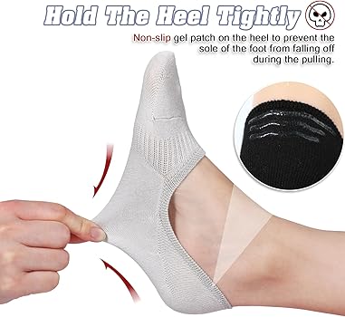 4 Paia Calzini Invisibili Donna - No Show, Traspiranti, Con Cinturino TPU, Taglia 34-38 EU - Foto 2