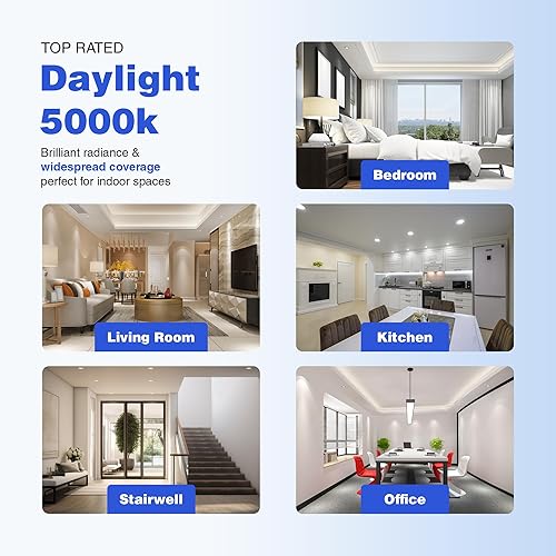 Miniatura 5 de SunLake - Paquete de 12 luces LED empotrables de techo ultrafinas con caja de conexiones, regulable, certificado ETL y Energy Star (luz diurna de