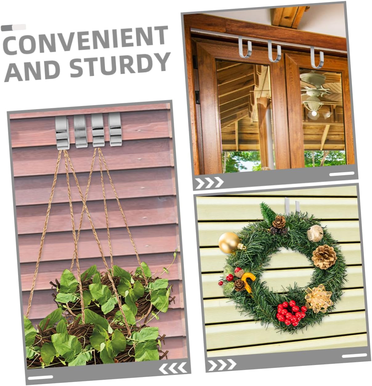 Angoily 2pcs Outdoor Siding Hooks No Drill Vinyl Siding Hooks j Shape for Hanging Lights Planters Decorations