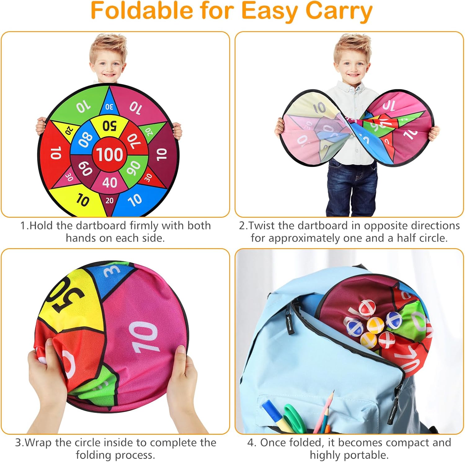 Accmor 28" Large Dart Board for Kids, Kids Dart Board with Sticky Balls, Backyard Indoor Outdoor Games Birthday Gifts for 3 4 5 6 7 8 9 10 11 12 Year Old Boys Girls - Image 8