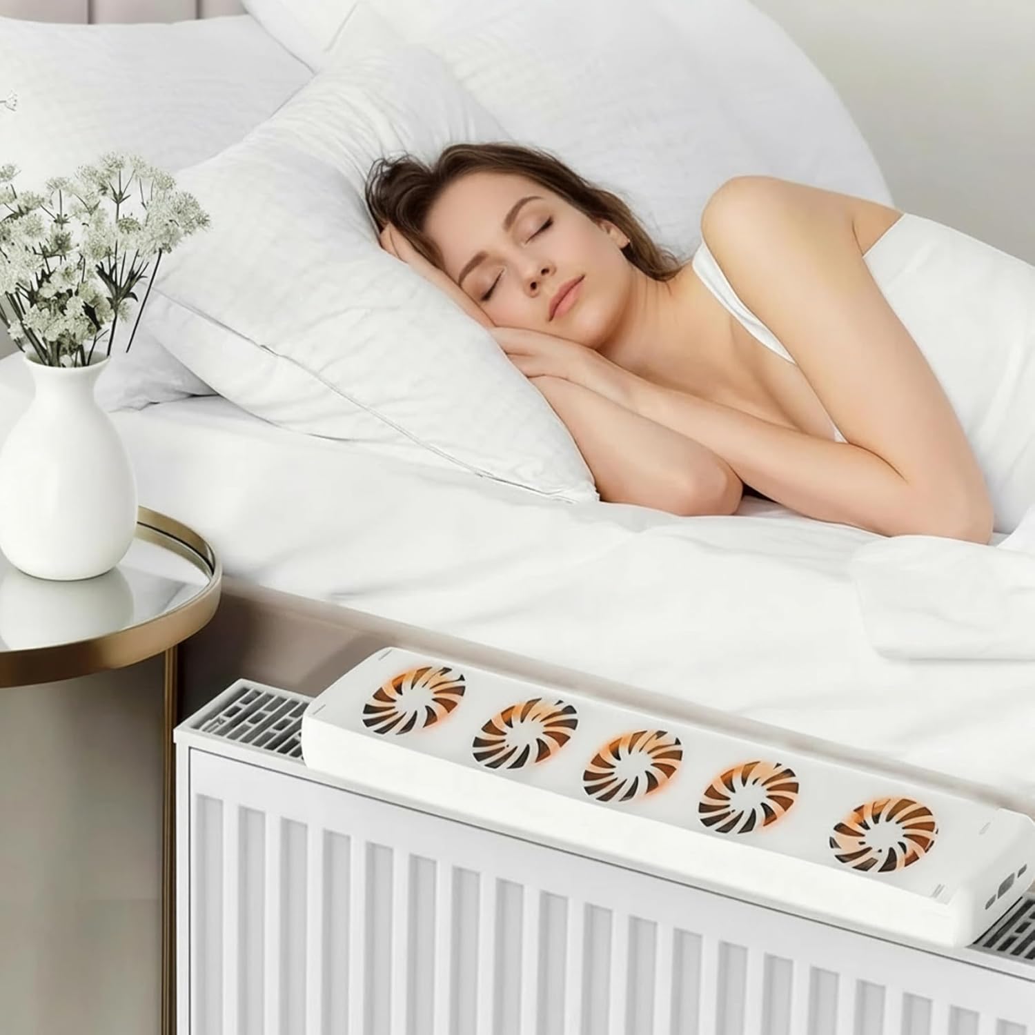 Household Radiator Fan Running Quiet Saving Energy Heater Fan Smart Radiator Amplifier Adjustable Speed with 5 Fans Easy Installation for Home Fans, Electric, Heat, Heat