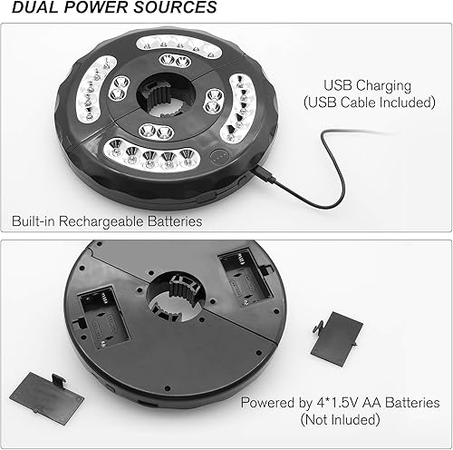 Miniatura 5 de Luz para paraguas, luces de sombrilla de patio, 3 modos de brillo, 28 LED a 220 lúmenes, funciona con batería de litio integrada, luz inalámbrica