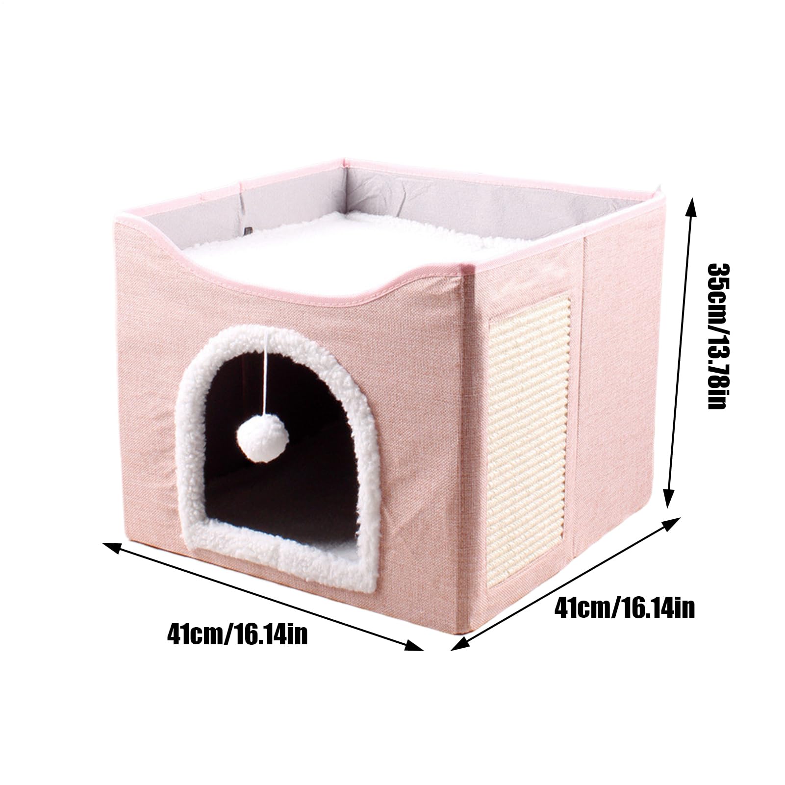 Grotta per gatti – Grande cuccia pieghevole per gatti, tenda per dormire, cubo per animali domestici con palla di peluche e cuscinetto antigraffio, per animali domestici