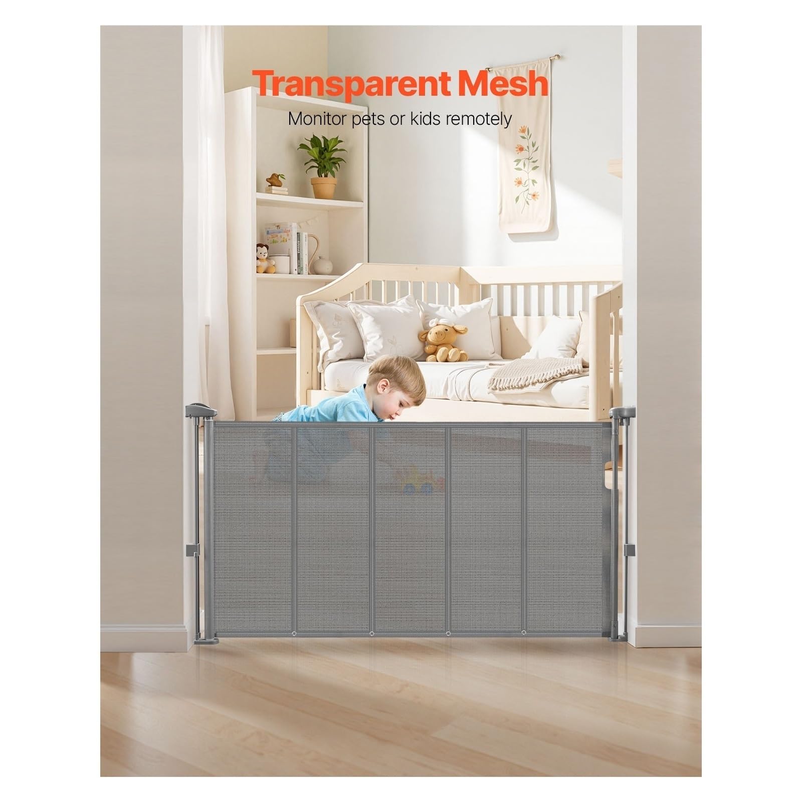 Cancelletto Retrattile For Bambini Alto 34 Pollici, Estensibile, Ampio, For, Animali Domestici, Materiale In Rete Sicuro E Rassicurante(Black,55inch)