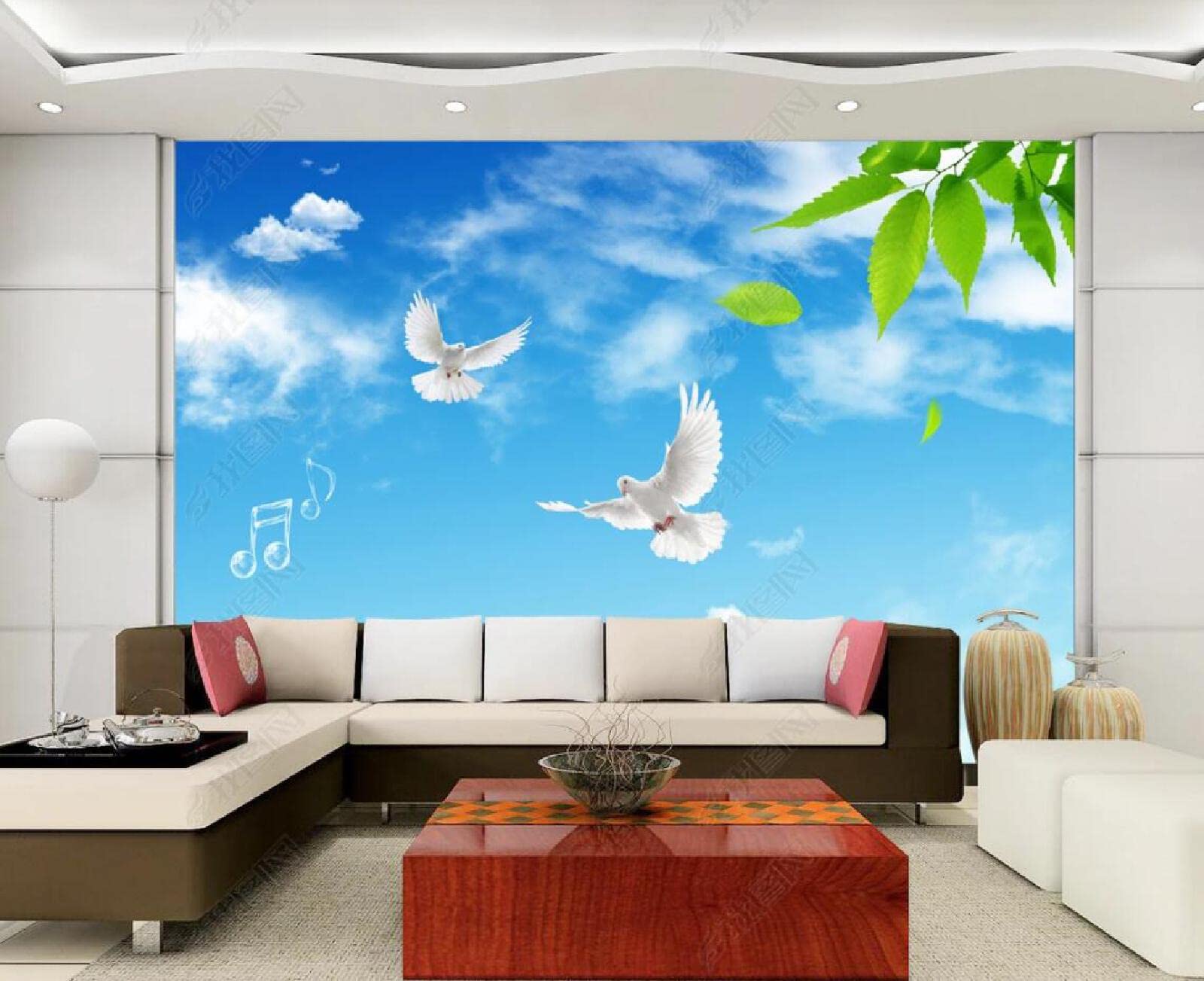Papier Peint Photo 3D Colombe Blanche - Ciel Bleu, Peinture Murale Allemagne
