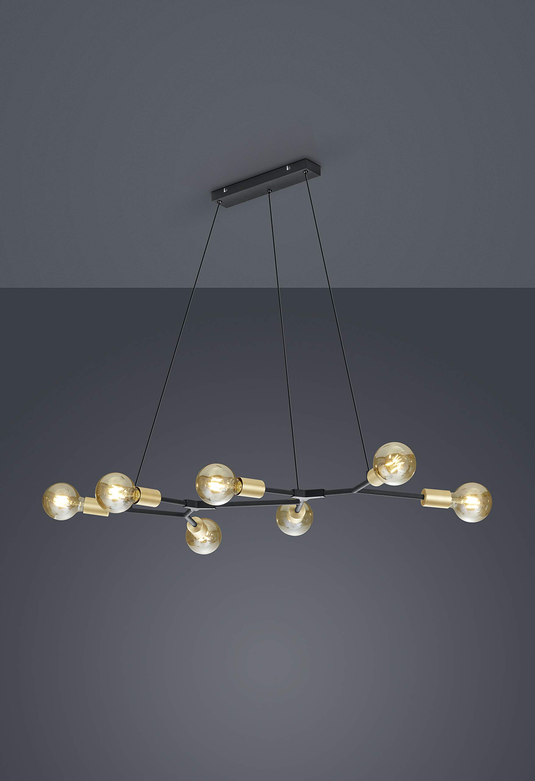 Trio Leuchten Lampa wisząca Cross 306700732, metal czarny matowy/brązowy kolor, bez 7 x E27